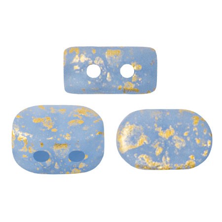 4x6mm Lipsi® Glass beads by Puca® - Blue Opal Mat Gold Splash x10g