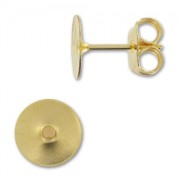 Flat pad earstuds 8mm fine Gold plated x4|raw }}