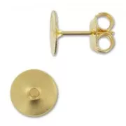 Flat pad earstuds 8mm fine Gold plated x4