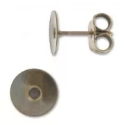 Flat pad earstuds 8mm Bronze tone x4