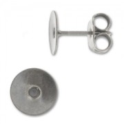 Flat pad earstuds 8mm Old Silver tone x4