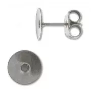Flat pad earstuds 8mm Old Silver tone x4