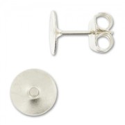 Flat pad earstuds 8mm Silver tone x4
