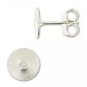 Flat pad earstuds 8mm Silver tone x4