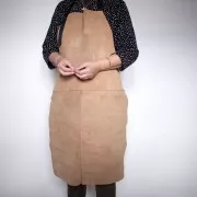 Soft suede leather apron with pocket - for jewelers - Brown x1