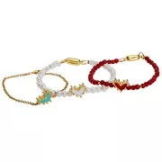 12.5x10mm Heart bead with epoxy resin - Fine Gold plated - Red x1