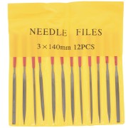 Set of 12 14cm needle files with handle - Fine and medium grit x1|raw }}