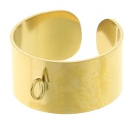10mm 316L stainless steel Adjustable wide ring with open ring - S.52 to 58 Gold x1|raw }}