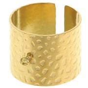 15mm 316L st. steel wide Adjustable hammered ring - closed ring S52 to 58 Gold x1