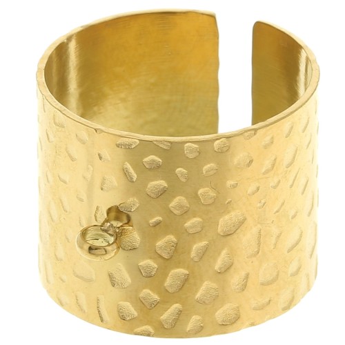 15mm 316L st. steel wide Adjustable hammered ring - closed ring S52 to 58 Gold x1