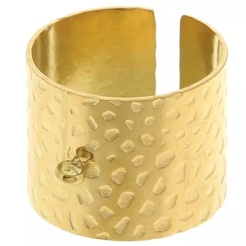 15mm 316L st. steel wide Adjustable hammered ring - closed ring S52 to 58 Gold x1