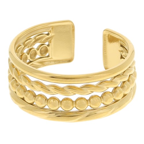 304L stainless steel Fancy wide adjustable ring T52 to 58 - Gold x1