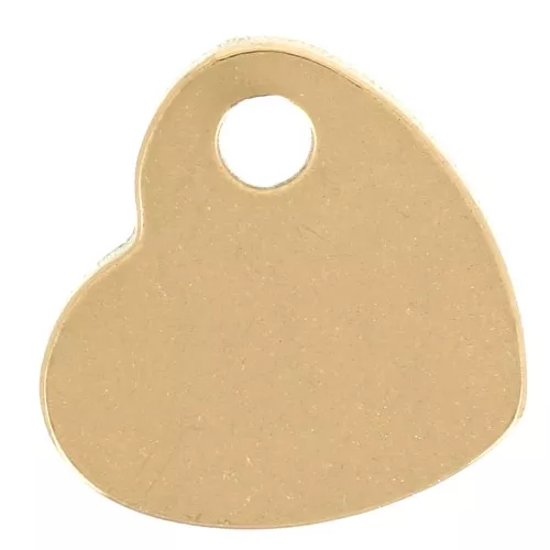 7x8mm 304 stainless steel Engraveable heart charm - Gold x1