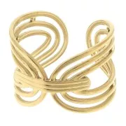 304L stainless steel Fancy wide openwork adjustable ring S.51 to 58 - gold x1