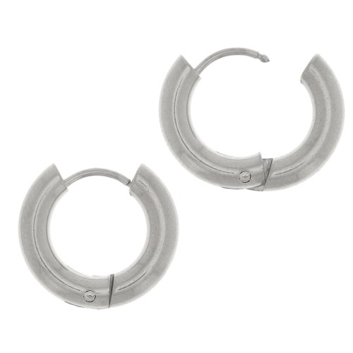 14mm 304L stainless steel round leverback earrings - 3mm wire x2