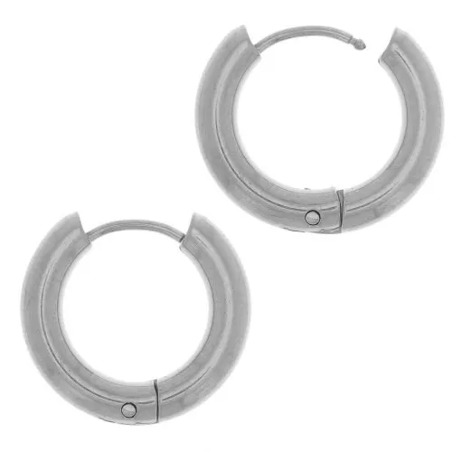 16mm 304L stainless steel round leverback earrings - 3mm wire x2