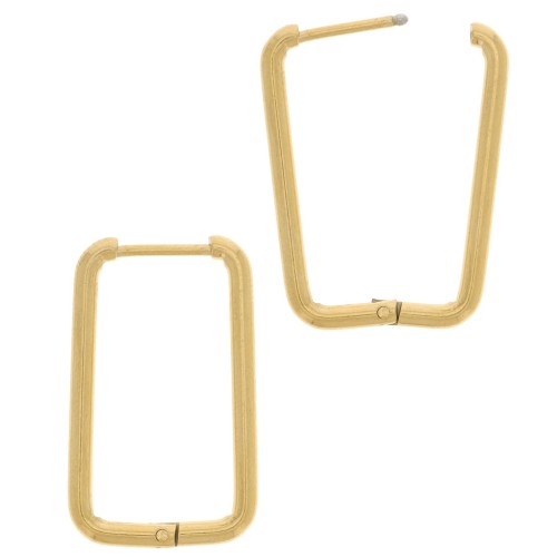 25x15mm 304L stainless steel Rectangular hoop earrings - Gold x2