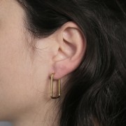 25x15mm 304L stainless steel Rectangular hoop earrings - Gold x2