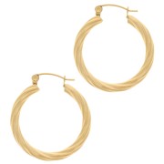 30mm Stainless steel 316L Round hoop earrings twisted effect - Gold x2|raw }}
