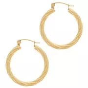 30mm Stainless steel 316L Round hoop earrings twisted effect - Gold x2