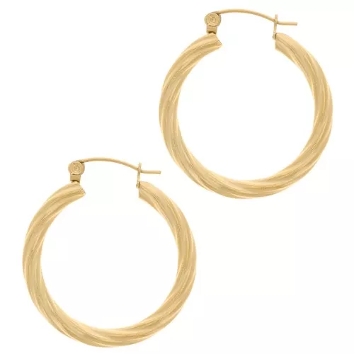 30mm Stainless steel 316L Round hoop earrings twisted effect - Gold x2
