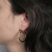 30mm Stainless steel 316L Round hoop earrings twisted effect - Gold x2