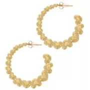 35mm 316L stainless steel Round hoop earrings with hearts - Gold x2
