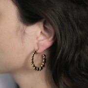 35mm 316L stainless steel Round hoop earrings with hearts - Gold x2