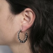 35mm 316L stainless steel Round hoop earrings with hearts x2