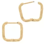 14x14mm 304L stainless steelSquare hammered hoop - Gold x2