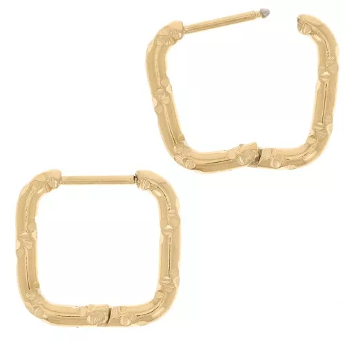14x14mm 304L stainless steelSquare hammered hoop - Gold x2