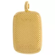 21x12mm Rectangle pendant with epoxy resin - Fine Gold Plated - White x1