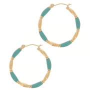 30mm 304L stainless steel round hoop earrings with epoxy resin - Water green x2|raw }}