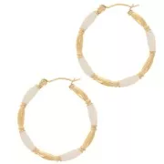 30mm 304L stainless steel round hoop earrings with epoxy resin - Beige x2