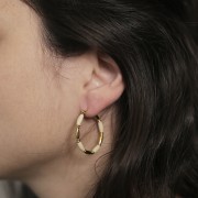 30mm 304L stainless steel round hoop earrings with epoxy resin - Beige x2