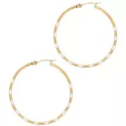 40.5mm 304L stainless steel Round hoop earrings with epoxy resin - Gold - Beige x2