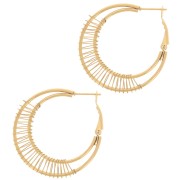 36mm 304L stainless steel Double-wire round hoop earrings - Gold x2