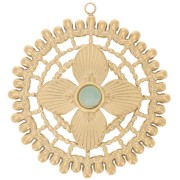 31mm 304L stainless steel Round openwork pendants for 4mm cabochon - Gold x2