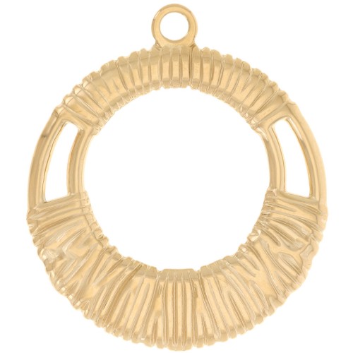 40mm Stainless steel 304L Round hollow pendant braided effect - Gold x1