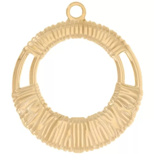 40mm Stainless steel 304L Round hollow pendant braided effect - Gold x1