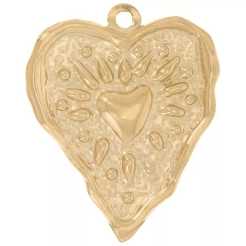36x29mm - 304L stainless steel Pendant irregular heart - Gold x1