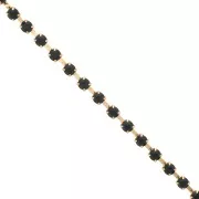 chain with acryl rhinestones 6mm Jet gold tone x1m