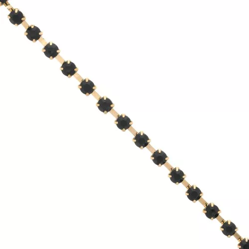 chain with acryl rhinestones 6mm Jet gold tone x1m