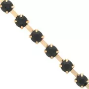chain with acryl rhinestones 6mm Jet gold tone x1m