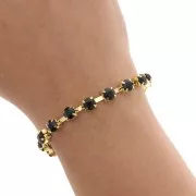 chain with acryl rhinestones 6mm Jet gold tone x1m