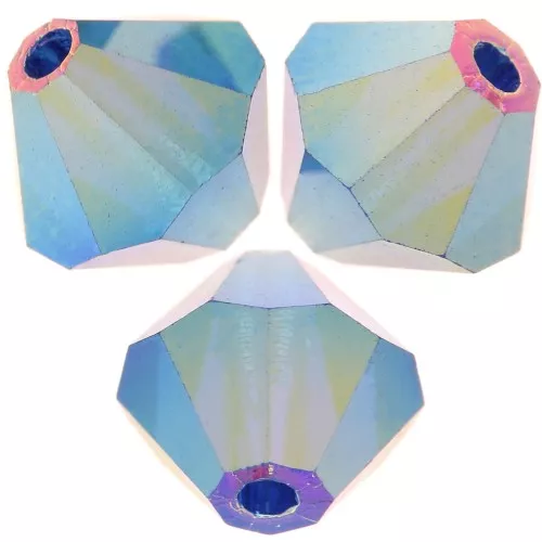 6mm Preciosa bicones - Rondelle Bead - Capri Blue AB 2X x12