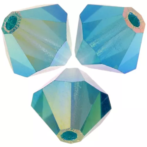 6mm Preciosa bicones - Rondelle Bead - Blue Zircon AB 2X x12