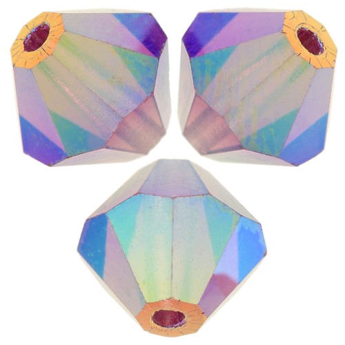 6mm Preciosa bicones - Rondelle Bead - Amethyst AB 2X x12