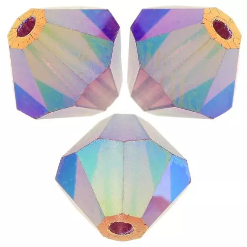 6mm Preciosa bicones - Rondelle Bead - Amethyst AB 2X x12
