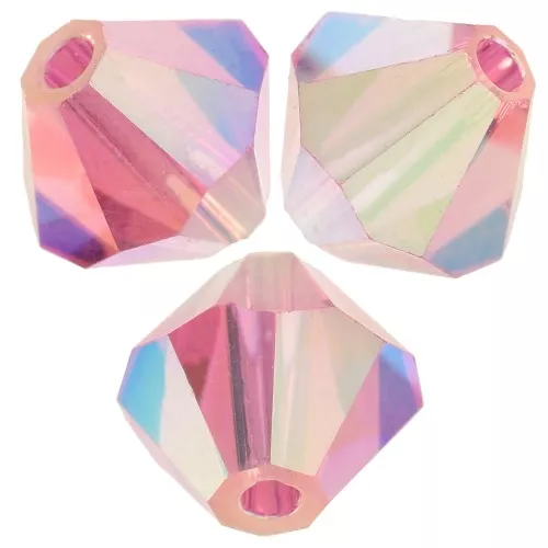 6mm Preciosa bicones - Rondelle Bead - Rose AB 2X x12